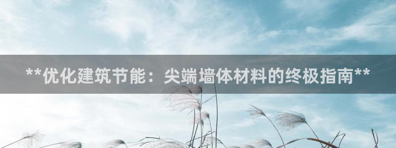 e尊国际官网app：**优化建筑节能：尖端墙体材料的终极指南**