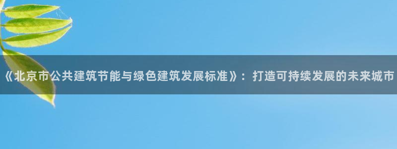 e尊国际可靠吗：《北京市公共建筑节能与绿色建筑发展标准》：打造可持续发展的未来城市